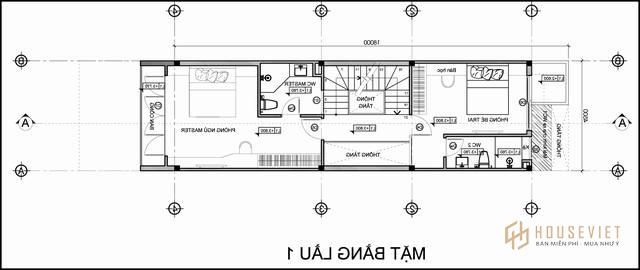 Mẫu thiết kế nhà đẹp cấp 4 rộng 4,5m 1 PN .
