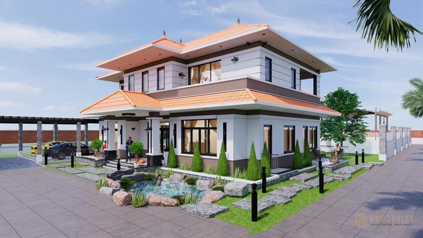 Profitez de la beauté extérieure du modèle de villa de jardin