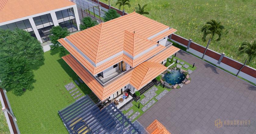 L'architecte combine habilement l'espace de vie principal et l'échelle du paysage du jardin