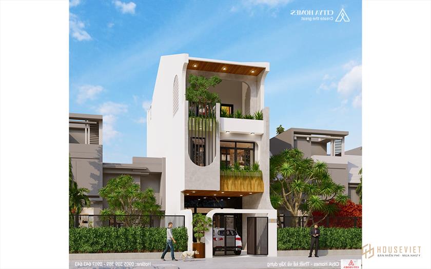 Sự tương phản giữa các màu kết hợp đã làm cho mặt tiền trở nên độc đáo hơn