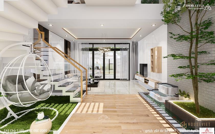 Tất cả các không gian đều được kết nối với nhau nên khi bước vào nhà sẽ không có cảm giác gò bó, chật chội.