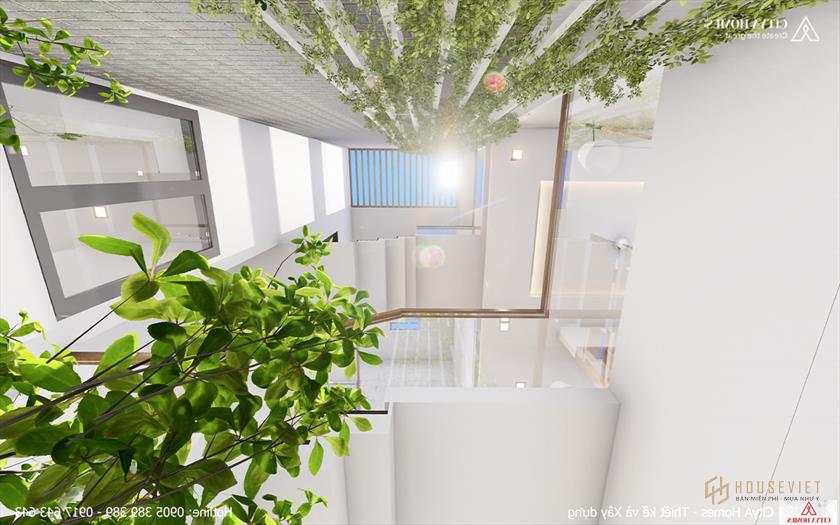 Hệ thống giếng trời cung cấp ánh sáng và gió vào nhà giúp ngôi nhà trở nên thông thoáng hơn