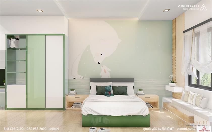 Không gian thoáng đãng và tràn ngập ánh sáng nhờ cửa kính lớn.