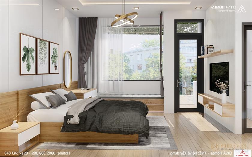 Phòng ngủ chính rộng rãi với nội thất tinh tế