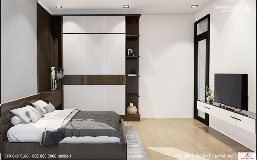 Phòng ngủ phụ với gam màu tương phản, tạo ấn tượng riêng cho căn phòng