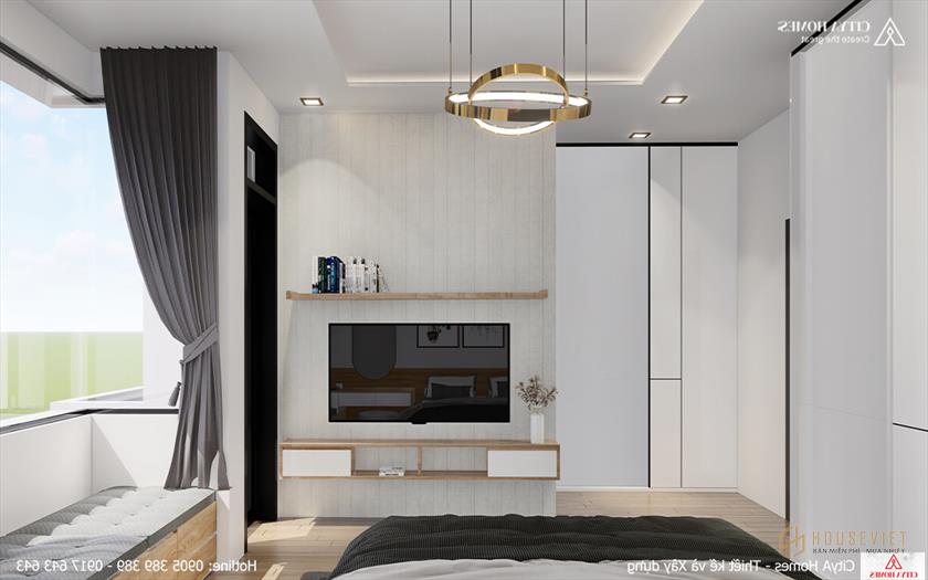 Phòng ngủ được thiết kế tiện nghi và gọn gàng