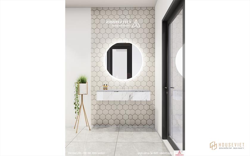 Đá tổ ong cách điệu được sử dụng trong phòng tắm tạo điểm nhấn mới lạ trong từng không gian