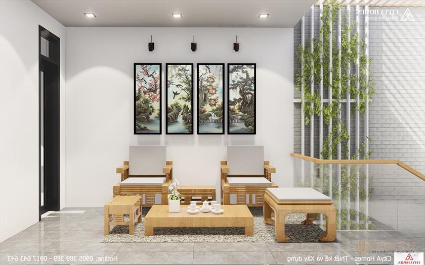 Bộ bàn ghế gỗ phòng thờ uống trà.