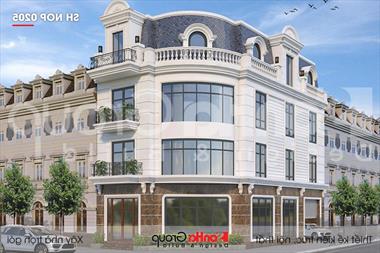 Mẫu thiết kế nhà lô góc 2 mặt tiền tân cổ điển 3 tầng tại Hà Nội - SH NOP 0205