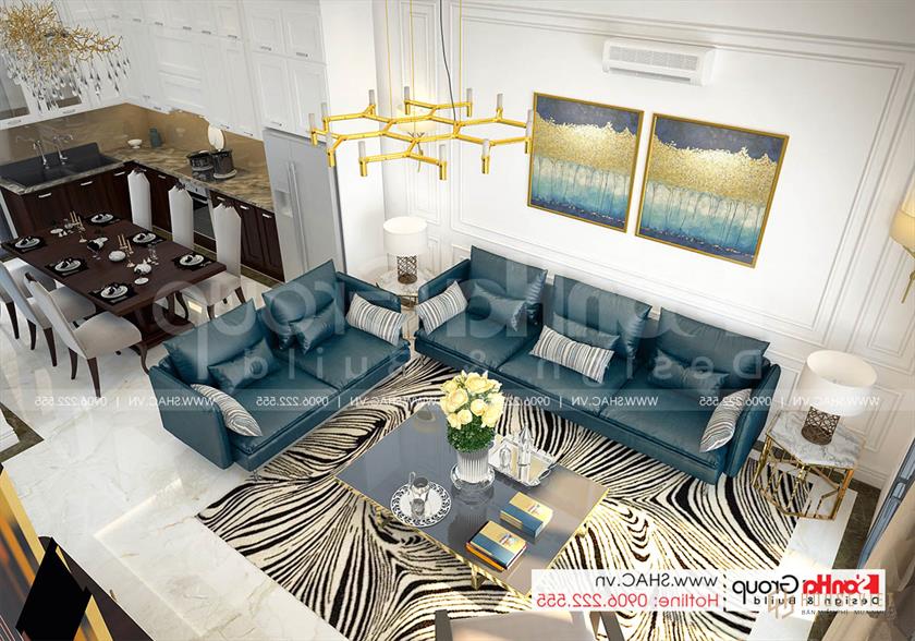 Không gian tiện nghi trong biệt thự hiện đại 2 tầng 92m2 – SH BTD 0082 10 Quang cảnh nội thất phòng khách biệt thự 2 tầng mặt tiền 8m tại Hải Phòng
