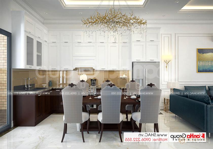 Không gian tiện nghi trong biệt thự hiện đại 2 tầng 92m2 – SH BTD 0082 13 Không gian bếp tinh tế trong thiết kế biệt thự mặt tiền 8m tại Hải Phòng