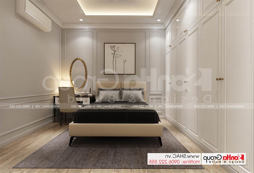 Không gian tiện nghi trong biệt thự hiện đại 2 tầng 92m2 – SH BTD 0082 14 Nội thất phòng ngủ ấm áp và sang trọng trong thiết kế biệt thự mini Hải Phòng