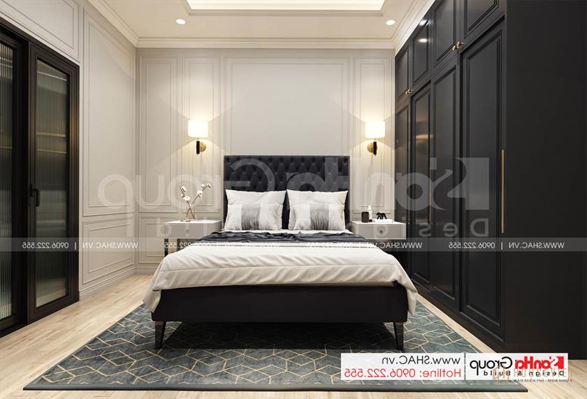 Không gian tiện nghi trong biệt thự hiện đại 2 tầng 92m2 – SH BTD 0082 19 Nội thất cao cấp của phòng ngủ biệt thự mặt tiền 8m