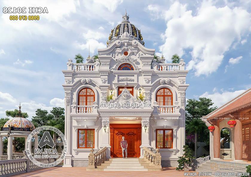 Không gian 3d mặt tiền mẫu biệt thự tân cổ điển 2 tầng tại Ninh Bình - Mã số: ACHI 20128