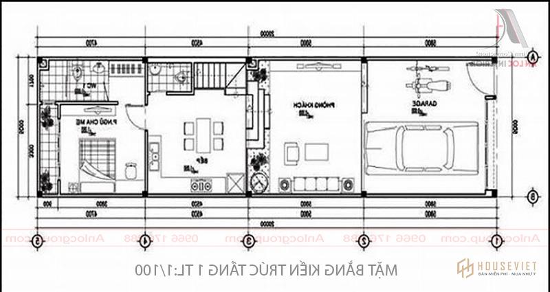 Bản vẽ thiết kế nhà ống 2 tầng 5x20m