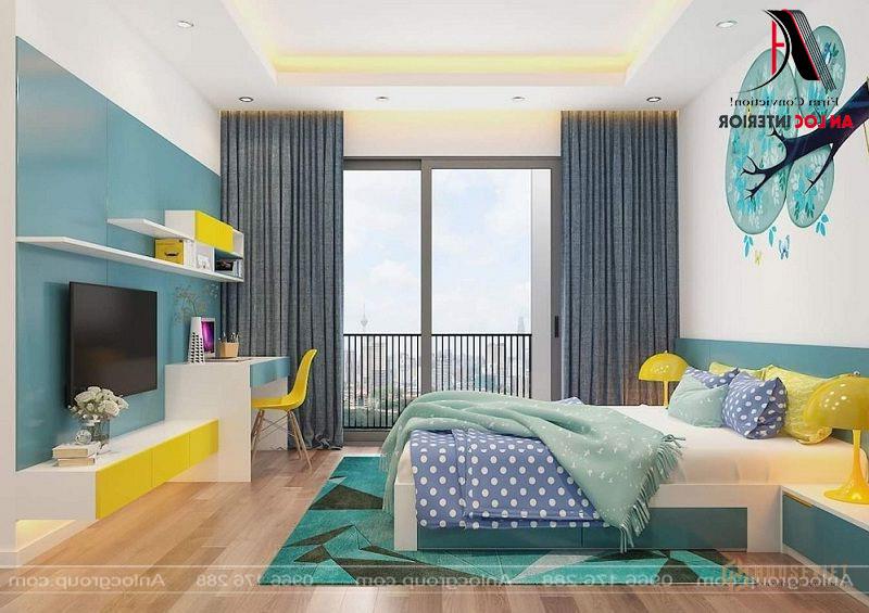 Nội thất phòng ngủ được bố trí hài hòa, đồng điệu với nhau