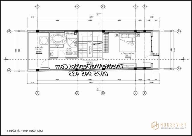 Mặt bằng nhà phố 4x12 