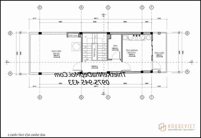 Không gian nhà ống 5 tầng hiện đại đẹp