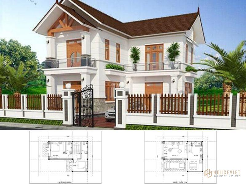 Bản vẽ biệt thự 2 tầng mái thái