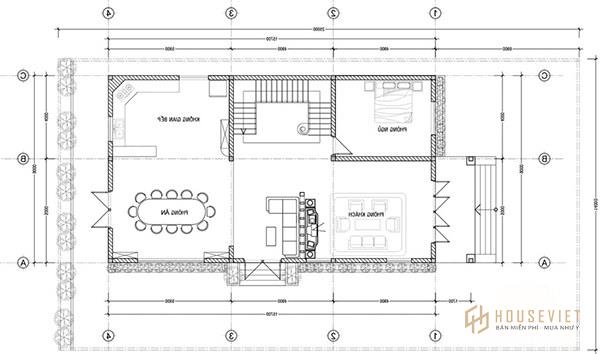 Bản vẽ thiết kế biệt thự mini 2 tầng