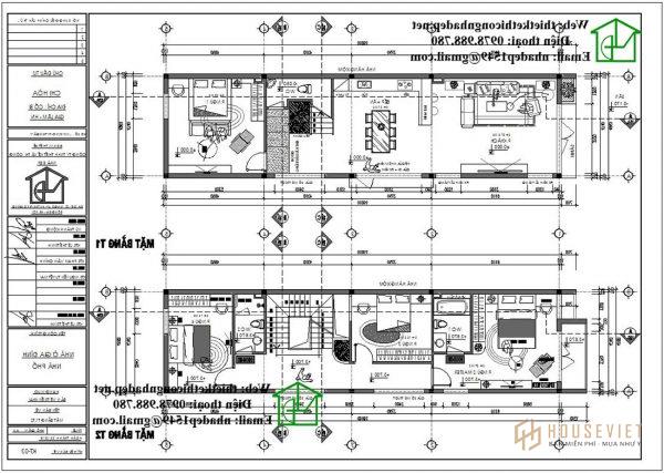 Tầng 1, tầng 2 nhà phố 3 tầng hiện đại NDNP3T17