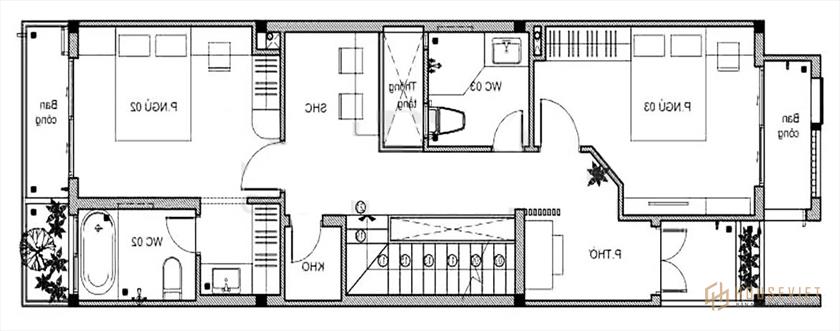 Nhà ống 2 tầng 3 phòng ngủ 5x14