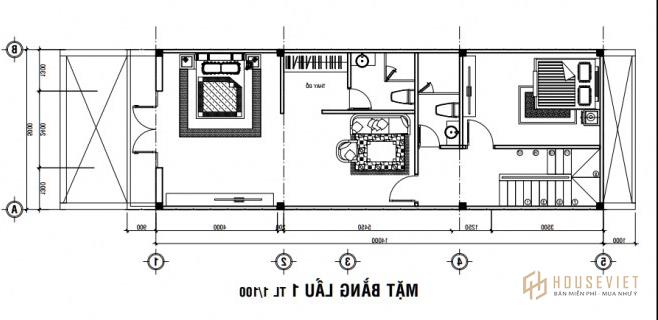 Nhà ống 2 tầng 3 phòng ngủ 5x14