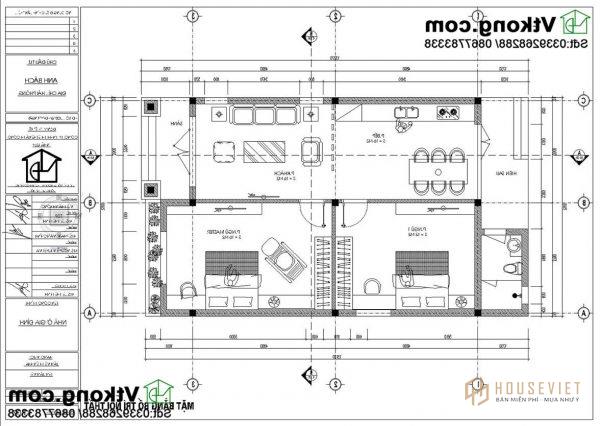 Phương án nội thất mẫu nhà cấp 4 NC460