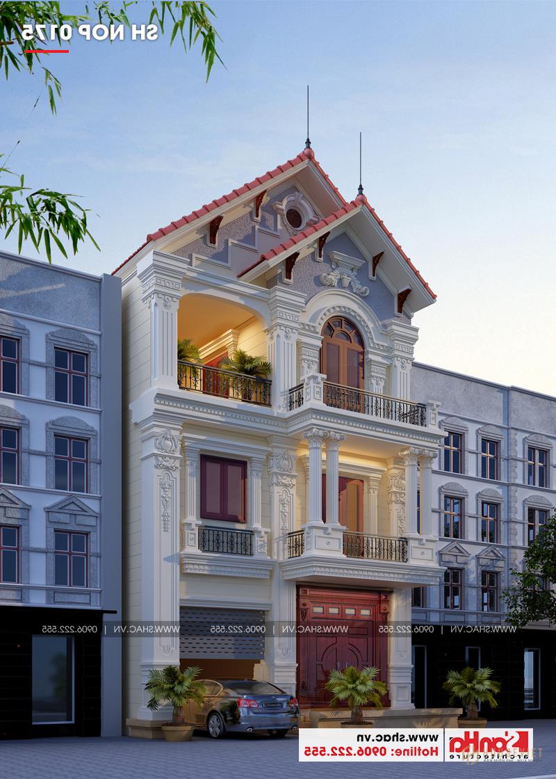 Xây nhà trọn gói kiểu pháp 3 tầng có gara ô tô tại Hải Phòng 27 Mẫu thiết kế nhà phố cổ điển phong cách Châu Âu mặt tiền 7,5m tại Hải Phòng