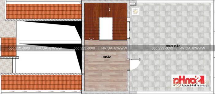 Xây nhà trọn gói kiểu pháp 3 tầng có gara ô tô tại Hải Phòng 31 Bản vẽ mặt bằng tầng tum mẫu nhà ống 3 tầng kiểu Pháp tại Hải Phòng