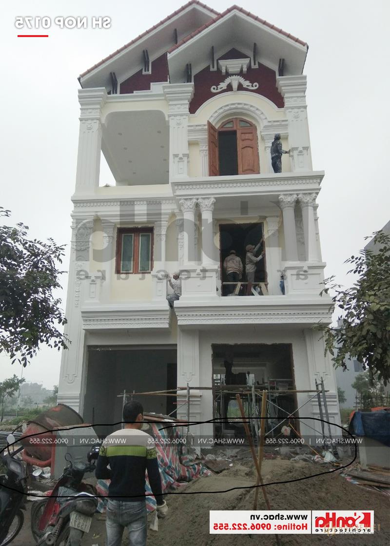 Xây nhà trọn gói kiểu pháp 3 tầng có gara ô tô tại Hải Phòng 32 Hình ảnh mẫu nhà phố 3 tầng kiểu Pháp trọn gói gần như đã hoàn thiện xong