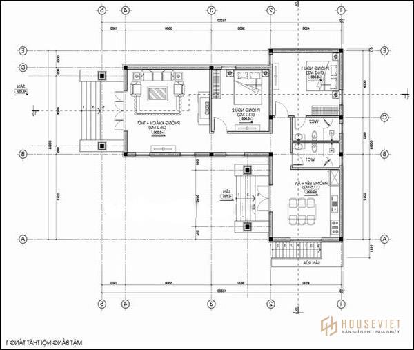 Ngôi nhà cấp 4 được chú thích cụ thể thông qua bản vẽ chi tiết