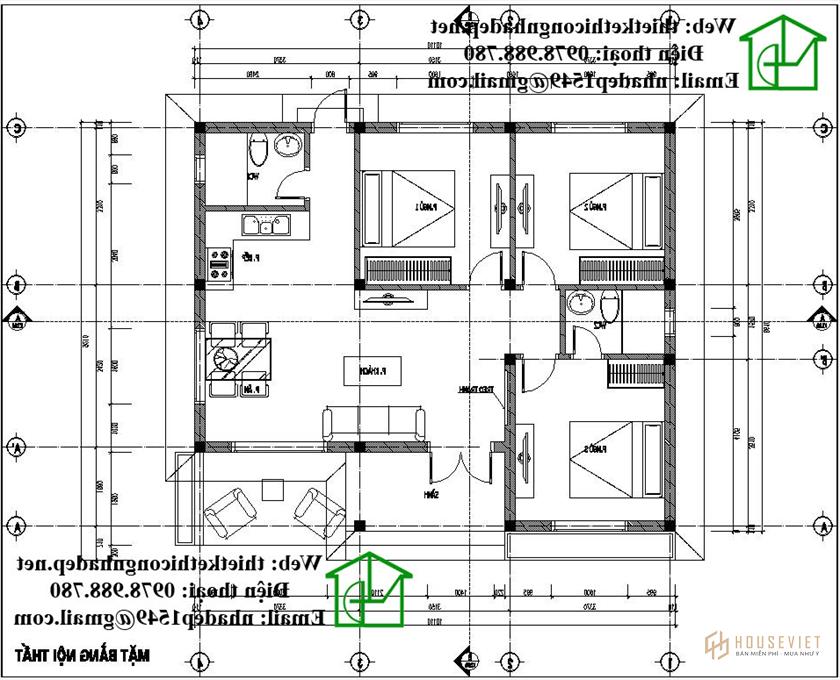 Bản vẽ mặt bằng nhà cấp 4 đơn giản NDNC439