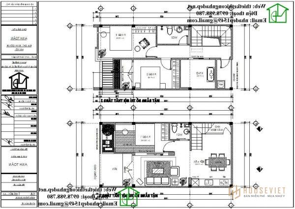 Phương án nội thất nhà ống 2 tầng NDNP2T4