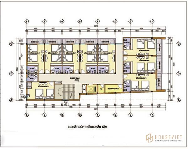 Phân bổ công năng tầng 2 của mẫu nhà nghỉ 5 tầng được bố trí khoa học.