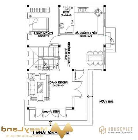 Ảnh 33: Bố trí công năng cho tầng 1 (Nguồn: menhadep.com)