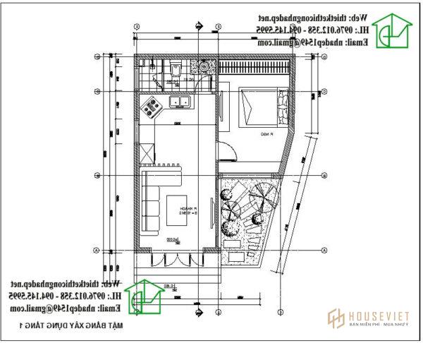 Phương án nội thất nhà cấp 4 mái tôn NDNC431