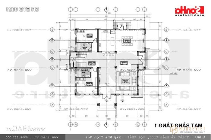 Bản vẽ mặt bằng tầng 1