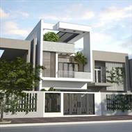 Mẫu nhà phố 2 tầng 1 tum mang kiến trúc hiện đại năm