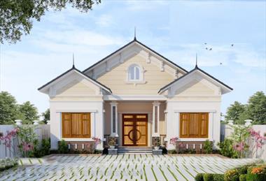 Mẫu nhà cấp 4 đẹp hình chữ U nổi bật