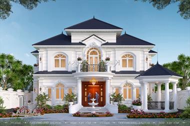 Mẫu biệt thự 2 tầng phong cách Châu Âu nhà vườn diện tích 230m2 (CĐT: Chị Luận - Lâm Đồng) BT22457