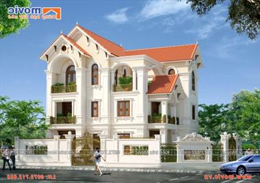 Mẫu nhà đẹp 3 tầng cổ điển kiểu pháp mái thái - BT1603