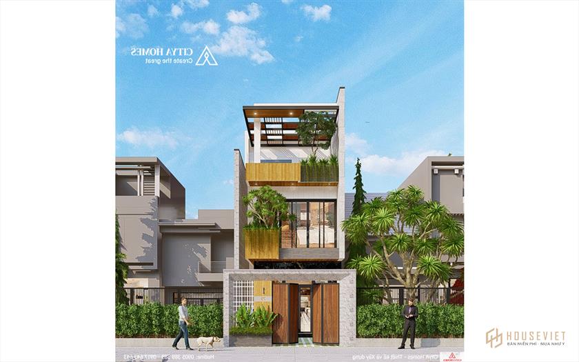 Mặt tiền được tích hợp cây xanh trở nên khác biệt và bắt mắt