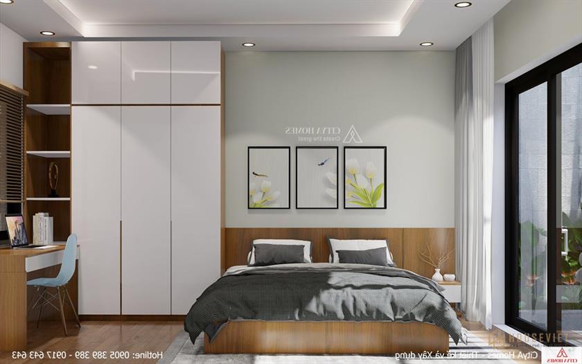 Cửa kính lớn giúp tăng độ sáng và hiệu quả thông gió cho căn phòng