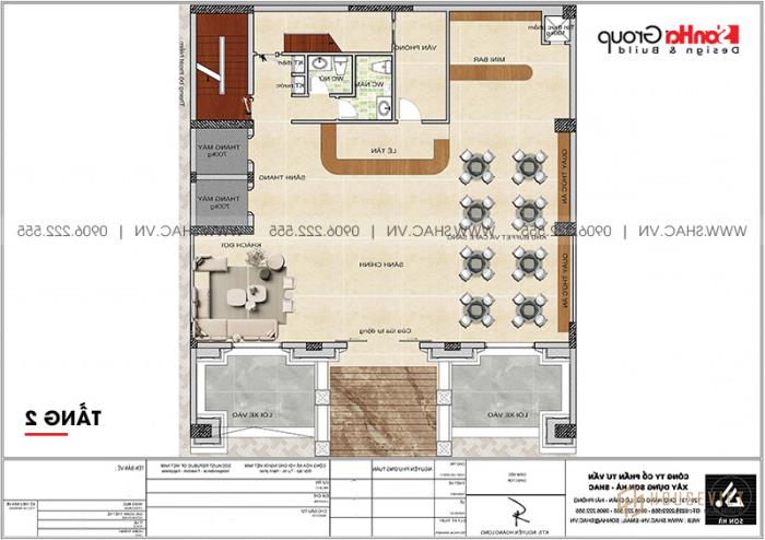 Mặt bằng công năng tầng 2 khách sạn tân cổ điển 3 sao tại Lạng Sơn 