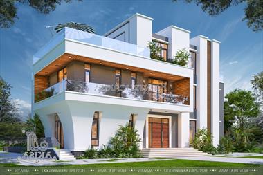 Mẫu thiết kế biệt thự 3 tầng đẹp phong cách hiện đại (Chủ đầu tư: Anh Phú - Long An) BT31429