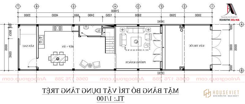 Bố trí không gian với khu để xe, phòng ăn, phòng khách hợp lý, thuận tiện sinh hoạt