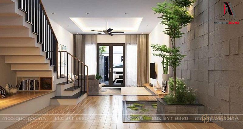 Cây xanh kết hợp với những đồ trang trí nhỏ tạo cảm giác gần gũi, hiện đại và ấn tượng trong từng đường nét