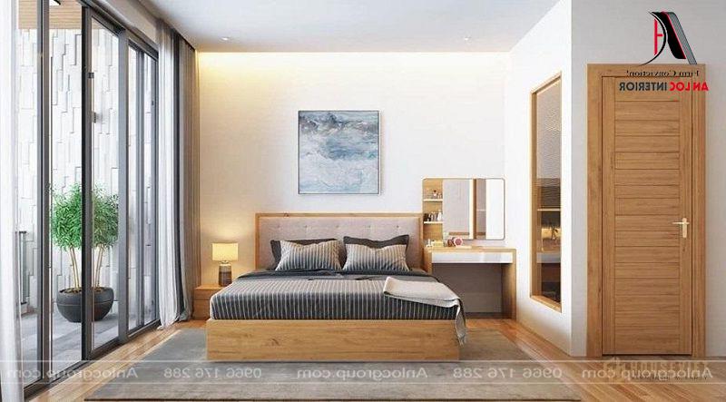 Màu sắc phòng ngủ hài hòa, được xây dựng từ những nét vẽ nhẹ nhàng mang đến không gian nghỉ ngơi ấn tượng