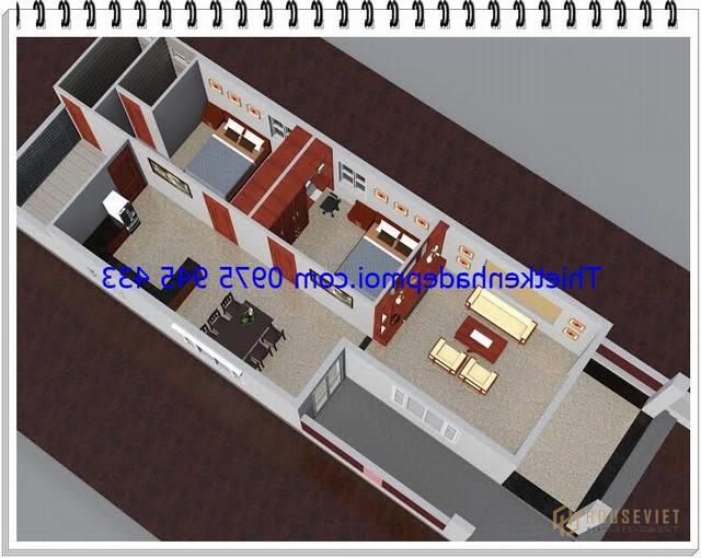 Bản vẽ thiết kế nhà trệt 2 phòng ngủ